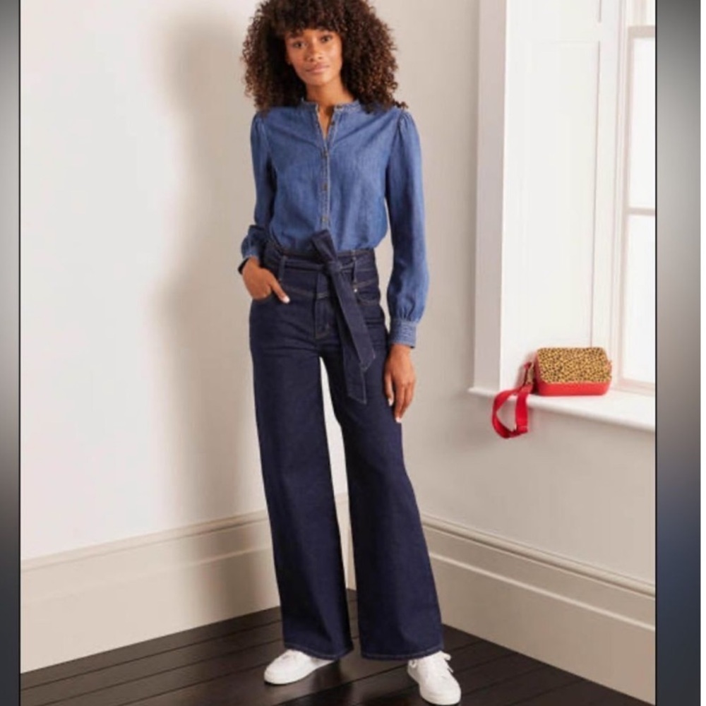 Boden Women’s Denim Wide Leg Jeans with Tie Detail